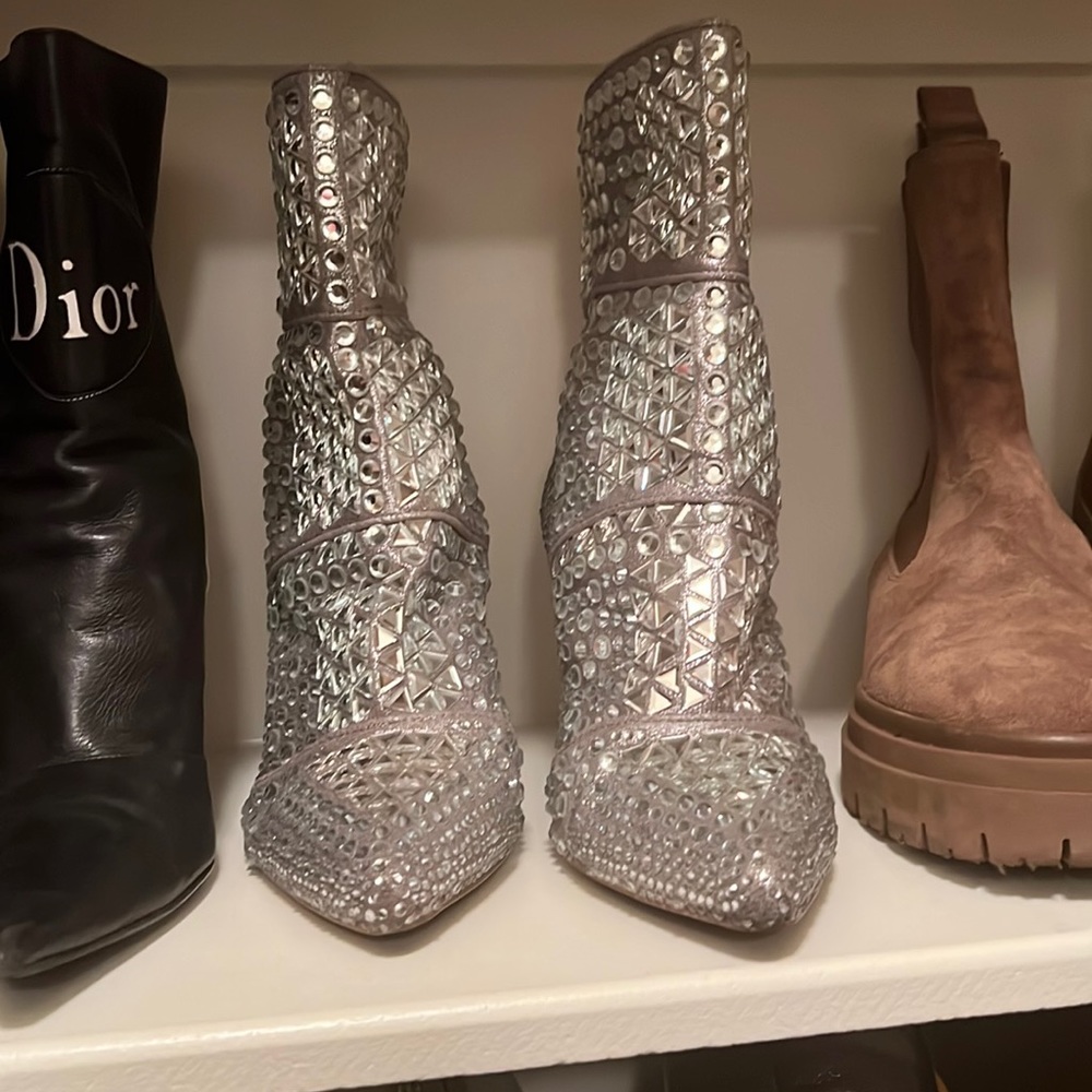 Crystal and silver Steve Madden Booties